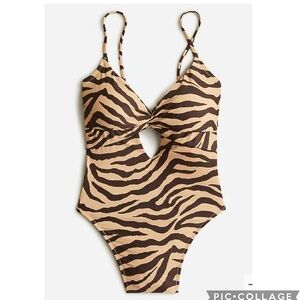 NWT J. Crew Plus Front-twist One Piece in Zebra Stripe